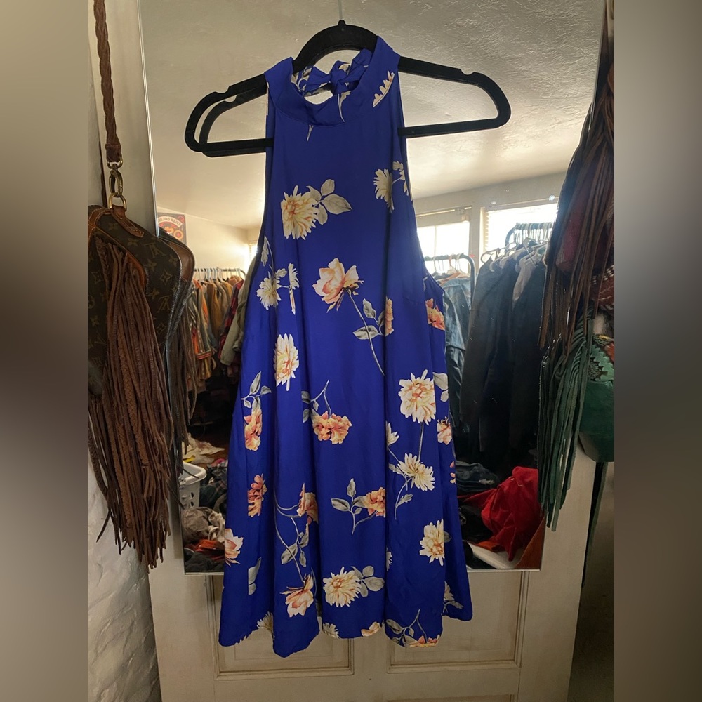 Royal blue floral dress